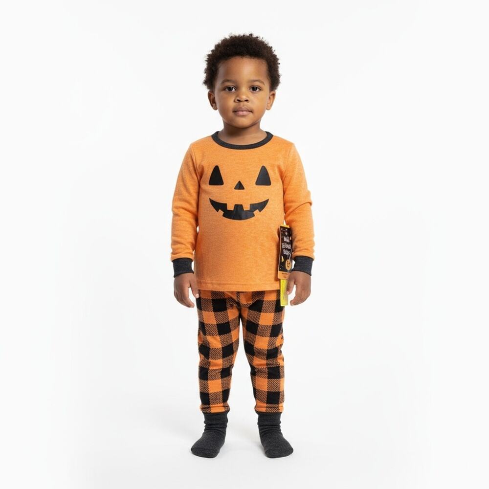 Trick Or Treat Sleep Halloween Pumpkin Plaid 3 Pc Pajama Set 24 Months